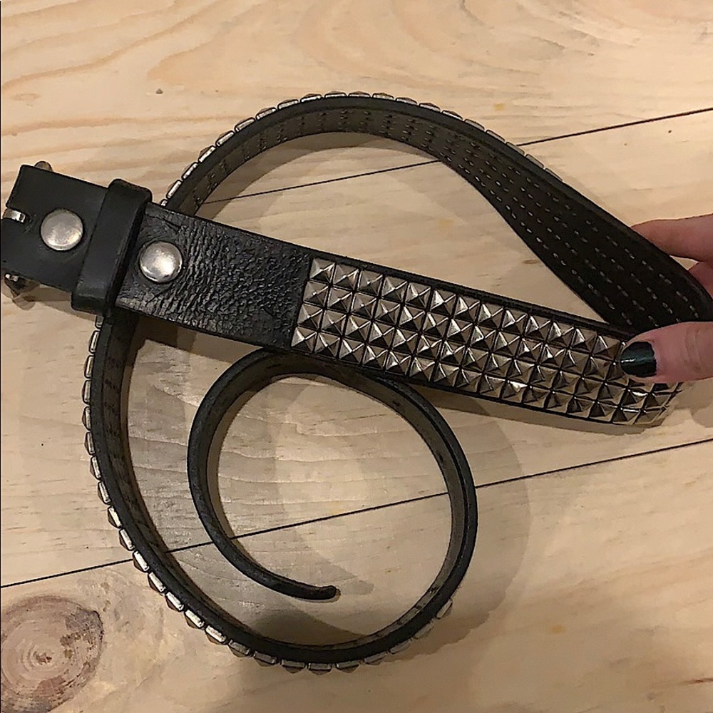 Black Leather Metal Studded Belt